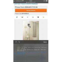 New, in box, Zehnder Roda Electric Radiator