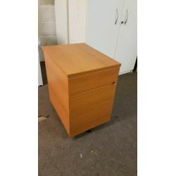 Lockable Cherry Wood Effect 3 Drawer Office Desk Pedestal
