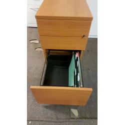 Lockable Cherry Wood Effect 3 Drawer Office Desk Pedestal
