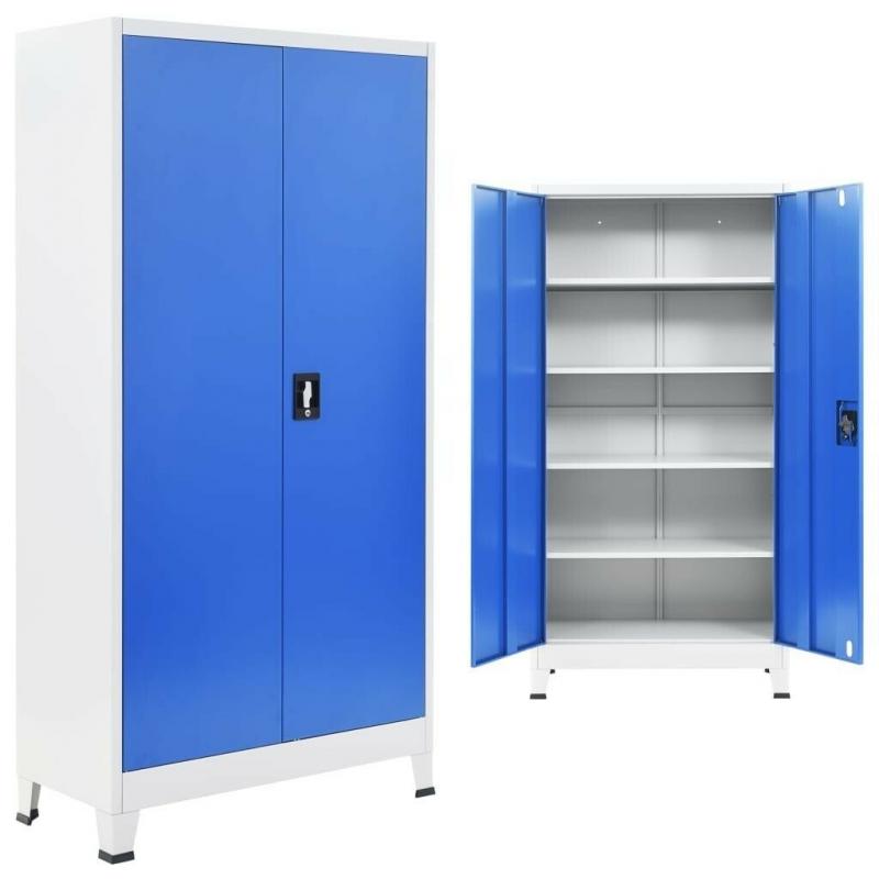 Office Cabinet Metal 90x40x180 cm Grey and Blue-245976