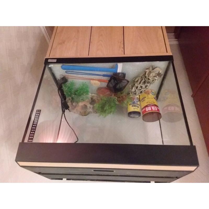 Fish tank and cabinet with accessories