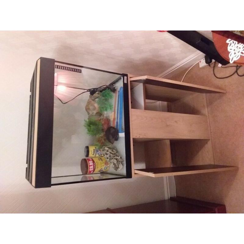 Fish tank and cabinet with accessories