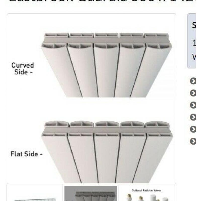 Eastbrook Guardia 600 x 1420 Horizontal Matt White Designer Radiator
