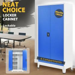 Locker Cabinet with 2 Doors Metal 90x40x180 cm Grey and Blue-245980