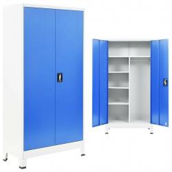 Locker Cabinet with 2 Doors Metal 90x40x180 cm Grey and Blue-245980