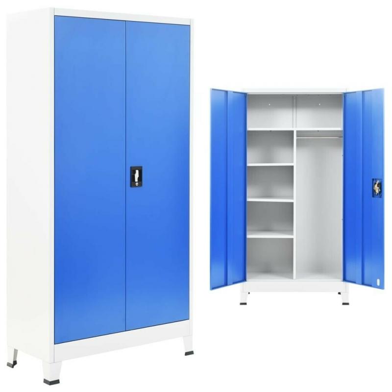 Locker Cabinet with 2 Doors Metal 90x40x180 cm Grey and Blue-245980