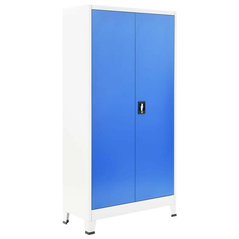 Locker Cabinet with 2 Doors Metal 90x40x180 cm Grey and Blue-245980