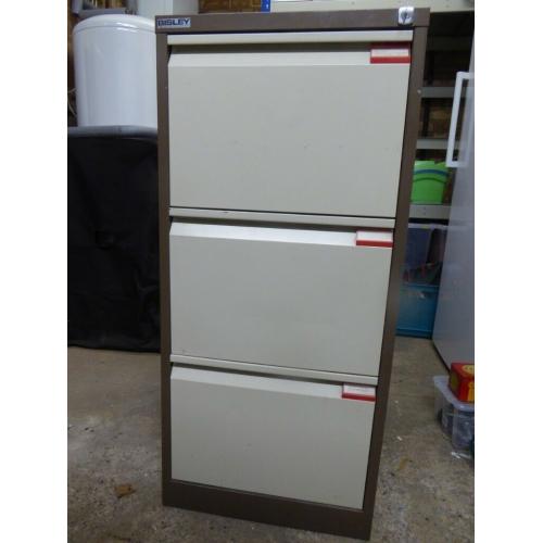 Three drawer Bisley metal filing cabinet
