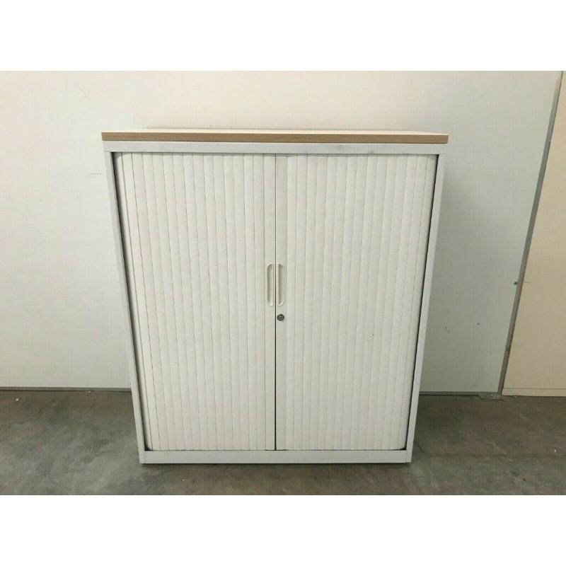 WHITE STEEL TAMBOUR CABINET, ROLLER DOOR, SHUTTER STATIONERY CUPBOARD, 39 AVAILABLE ?100+VAT EACH