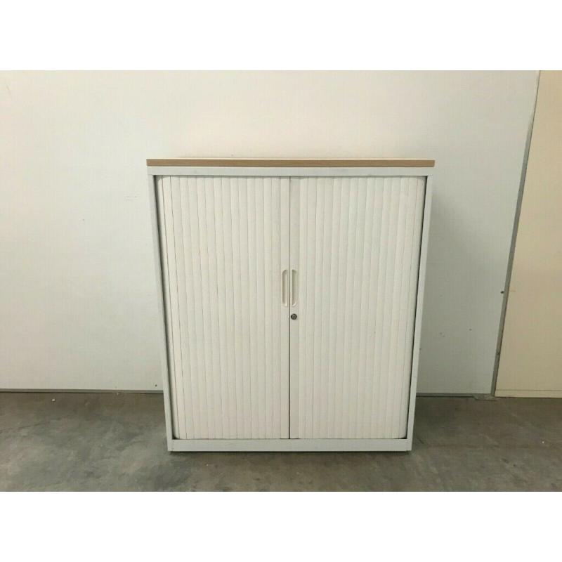 WHITE STEEL TAMBOUR CABINET, ROLLER DOOR, SHUTTER STATIONERY CUPBOARD, 39 AVAILABLE ?100+VAT EACH