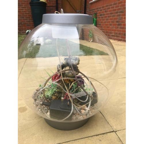 AquaBio Aquarium with accessories, pump, decorations, good condition, cleaning kit, spare hose, net
