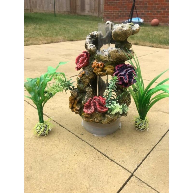 AquaBio Aquarium with accessories, pump, decorations, good condition, cleaning kit, spare hose, net