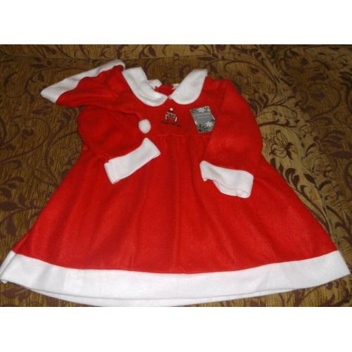 Santa dress with hat, 18/24 months. Brand new with tags