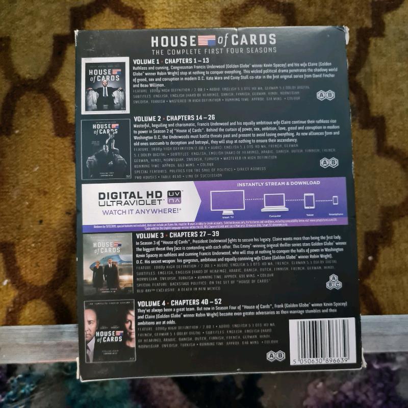 House of cards The Complete 1-4 seasons On blu ray