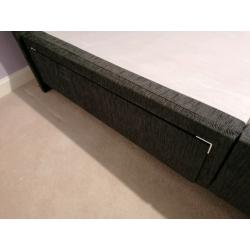 Charcoal Grey Kingsize Divan Bed Base and Headboard