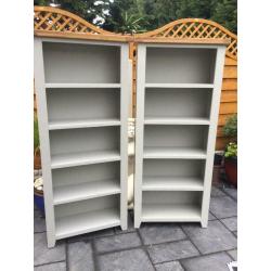 Pair (2) Of - Grey Painted & Oak- Tall Bookcases - Will Split - New / Unused
