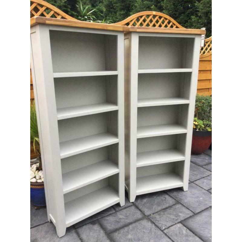 Pair (2) Of - Grey Painted & Oak- Tall Bookcases - Will Split - New / Unused