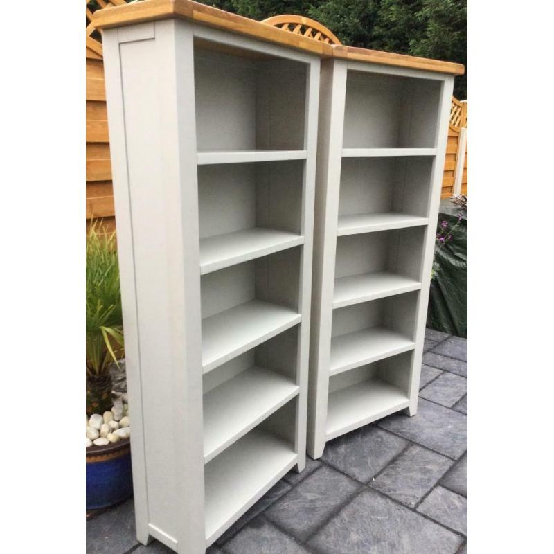 Pair (2) Of - Grey Painted & Oak- Tall Bookcases - Will Split - New / Unused