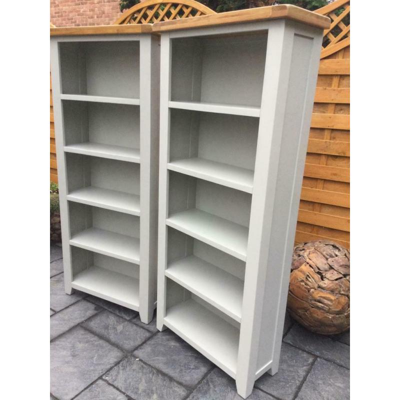 Pair (2) Of - Grey Painted & Oak- Tall Bookcases - Will Split - New / Unused