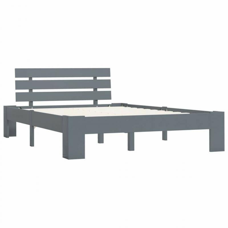 Bed Frame Grey Solid Pine Wood 120x200 cm-283168