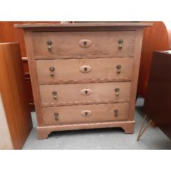 Vintage retro Danish solid oak wood chest of drawers antique art deco