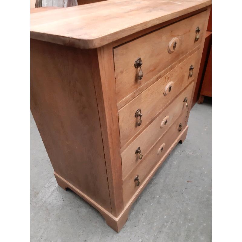 Vintage retro Danish solid oak wood chest of drawers antique art deco
