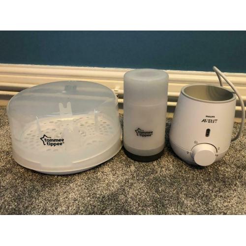 Bottle warmer, steriliser and anti colic bottles