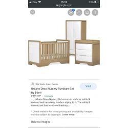 Boori Urbane nursery furniture wardrobe cotbed draws