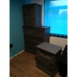 Cabinet and two bedside wood