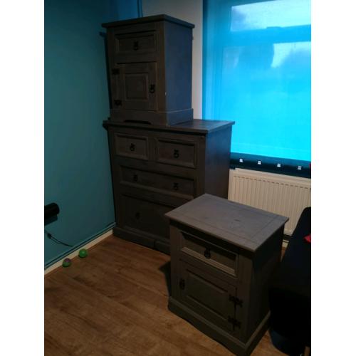 Cabinet and two bedside wood