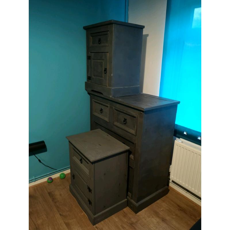 Cabinet and two bedside wood