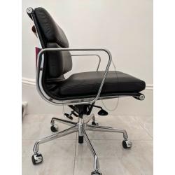 GENUINE BRAND NEW HERMAN MILLER EAMES EA 217 SOFT PAD SIDE OFFICE EXECUTIVE CHAIR BLACK LEATHER