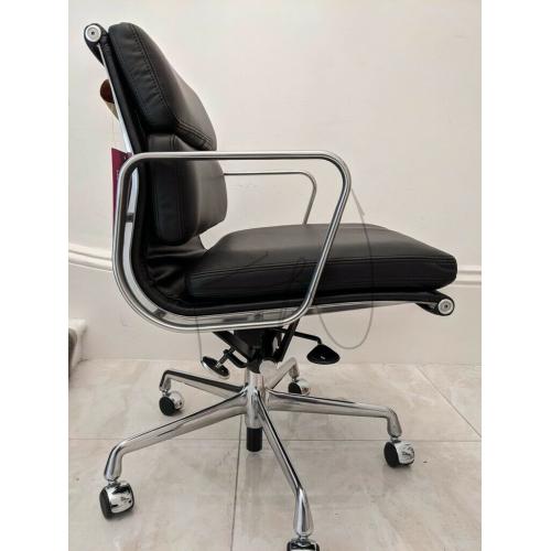 GENUINE BRAND NEW HERMAN MILLER EAMES EA 217 SOFT PAD SIDE OFFICE EXECUTIVE CHAIR BLACK LEATHER