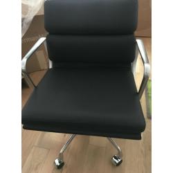 GENUINE BRAND NEW HERMAN MILLER EAMES EA 217 SOFT PAD SIDE OFFICE EXECUTIVE CHAIR BLACK LEATHER