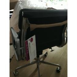 GENUINE BRAND NEW HERMAN MILLER EAMES EA 217 SOFT PAD SIDE OFFICE EXECUTIVE CHAIR BLACK LEATHER