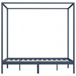 Canopy Bed Frame Grey Solid Pine Wood 140x200 cm-283277