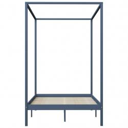 Canopy Bed Frame Grey Solid Pine Wood 140x200 cm-283277