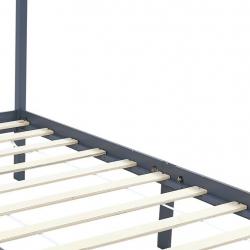 Canopy Bed Frame Grey Solid Pine Wood 140x200 cm-283277