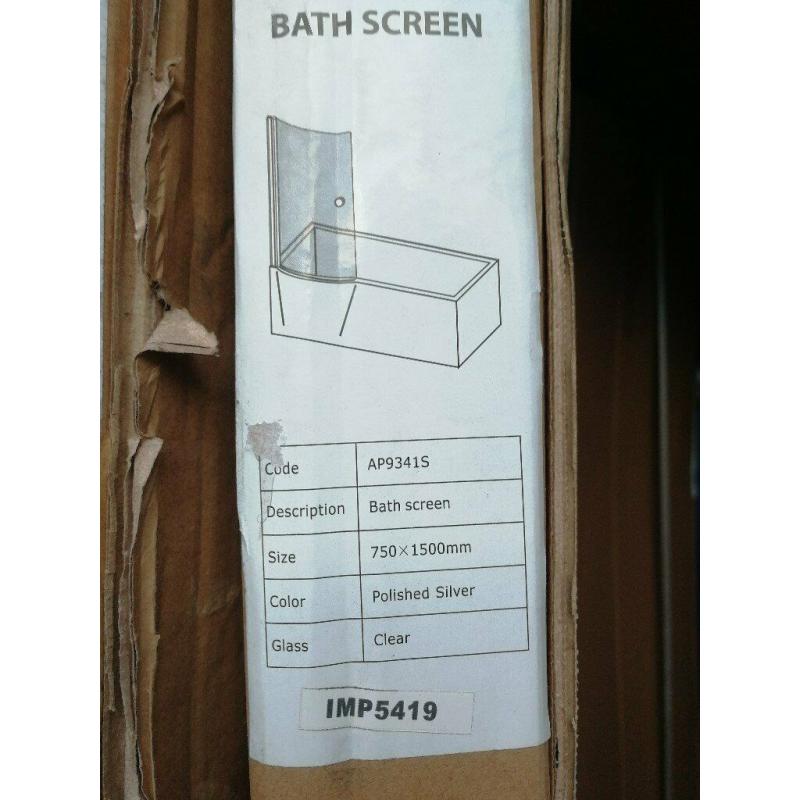bath shower screen for P shaped bath, pivotting curved screen