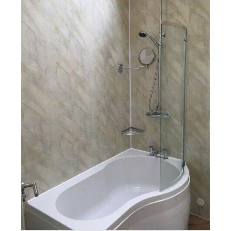 shower bath, trojan P shaped showerbath, reinforced 1500 x 900mm