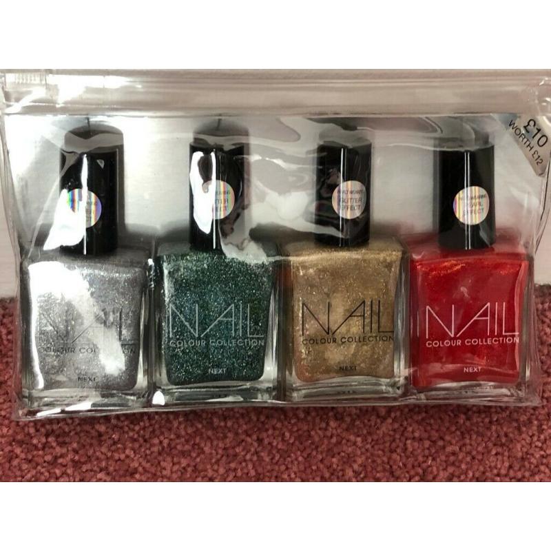 Next - Brand New - Set of 4 Nail Varnishes / Varnish - Glitter / Sparkle
