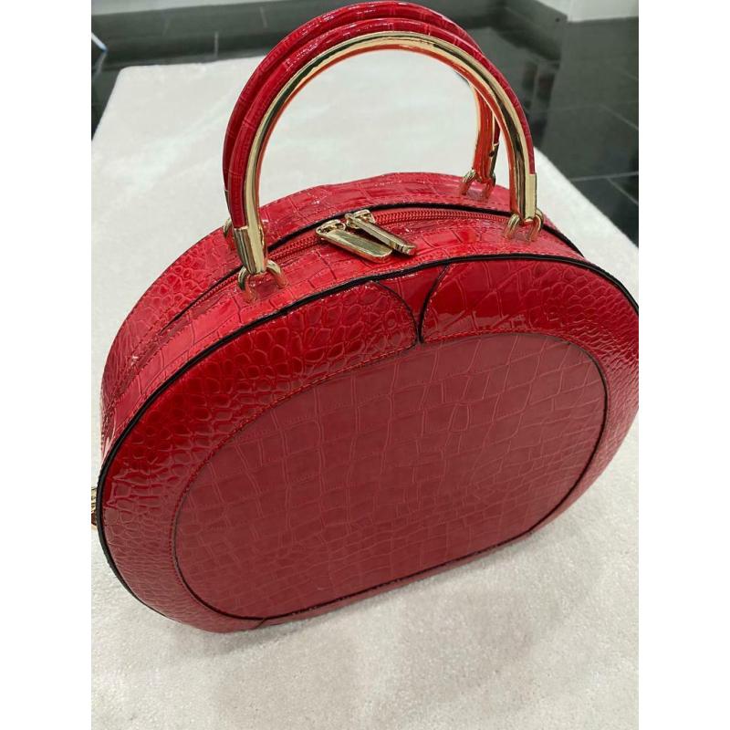 Ladies red mock croc handbag