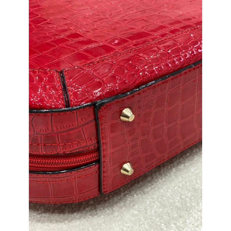 Ladies red mock croc handbag