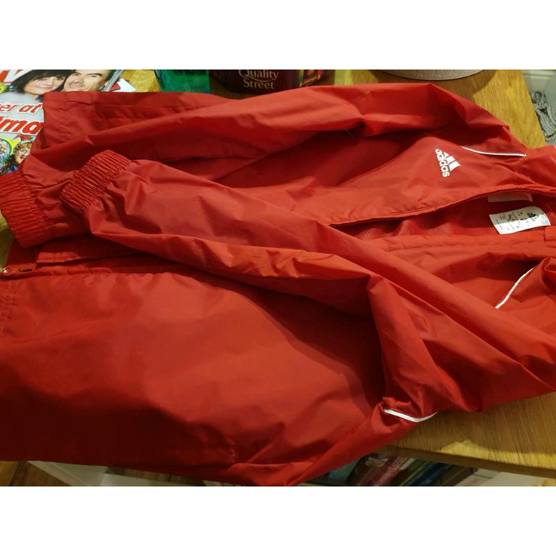 Adidas boys rain coat red age 11-12