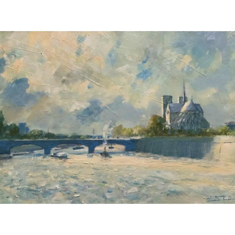 Alistair Kilburn (b. 1936) Notre Dame Paris Impressionist Oil Painting - Superb!