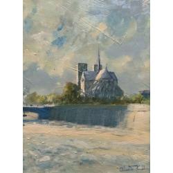 Alistair Kilburn (b. 1936) Notre Dame Paris Impressionist Oil Painting - Superb!