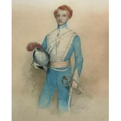 'Capt George Forbes' Outstanding 19thc Naval Watercolour Portrait Painting