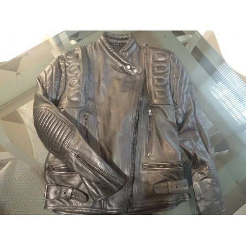 Biker leather jacket with protections.