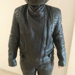 Biker leather jacket with protections.