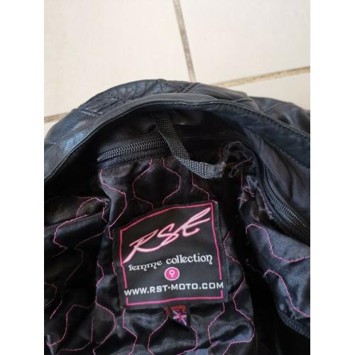 RST Ladies Black Leather Motorbike Jacket UK Size 8